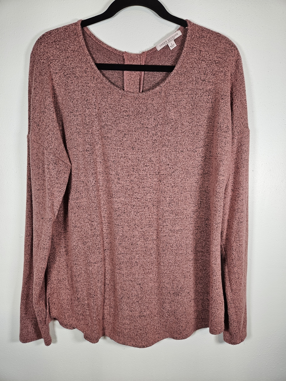 Green Envelope Scoop Neck Sweater in Dusty Rose Heathered